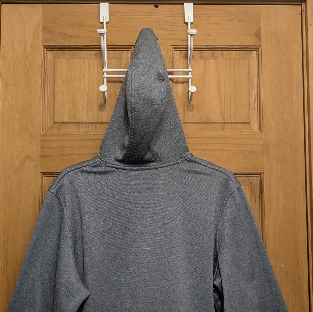 Under Amour UA Men's Med Hoodie Gray Cold Gear Fleece Big Logo Pullover Sweater - Picture 11 of 12